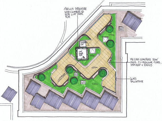 Davis Landscape Architecture Wapping London Residential Roof Garden Landscape Hand Sketch Concept Plan