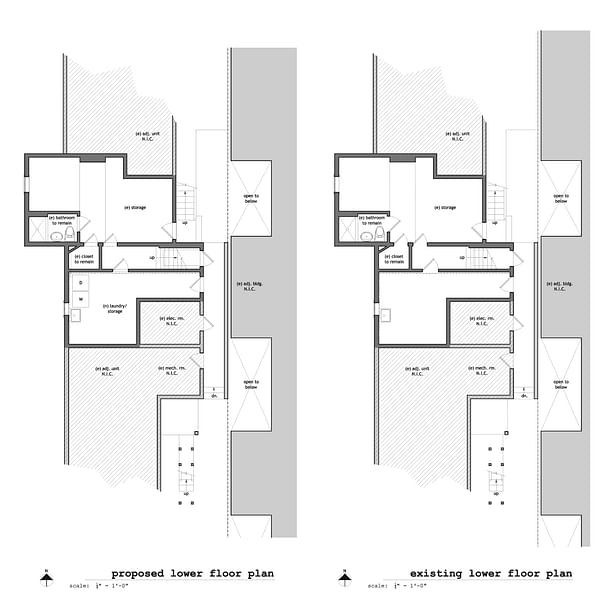 Existing & Proposed Lower Floor Plans