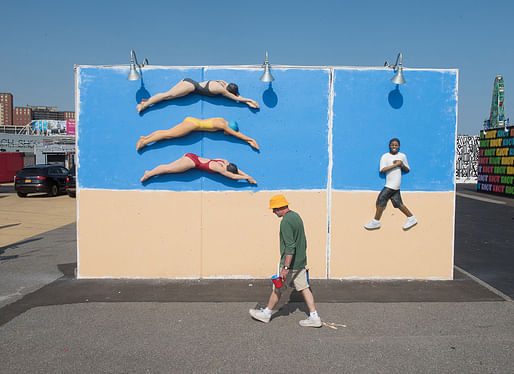 John Ahearn, Swimmers & Eric (happy on the beach), Coney Art Walls, 2016. Image: Martha Cooper. 