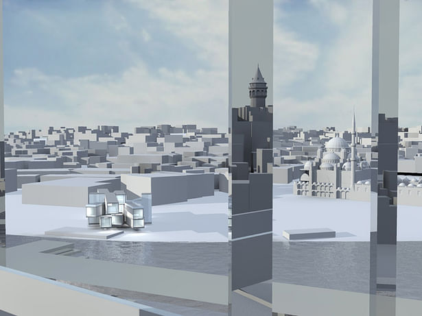 Daytime Render w/ Tower Reflection in Buildings Materiality