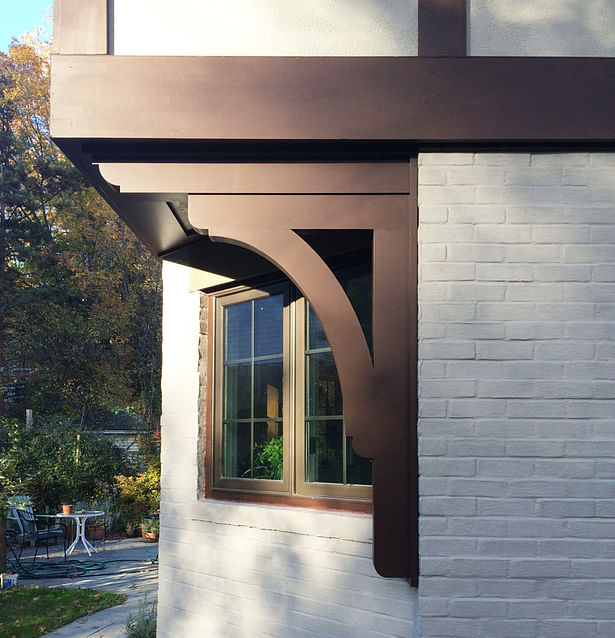 The bracket adds a finishing touch to the Tudor Exterior