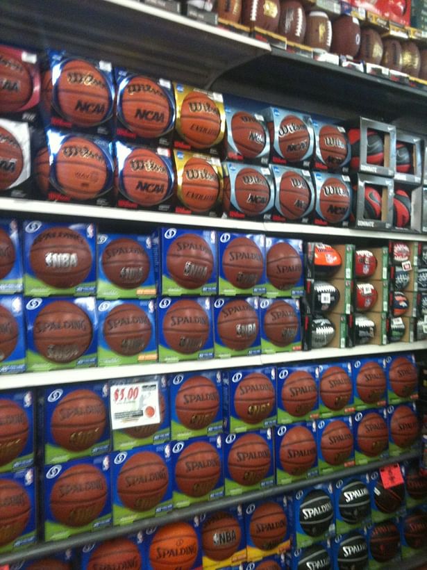 Basketball Season: all basketballs in one location, easy and convinient for customers.