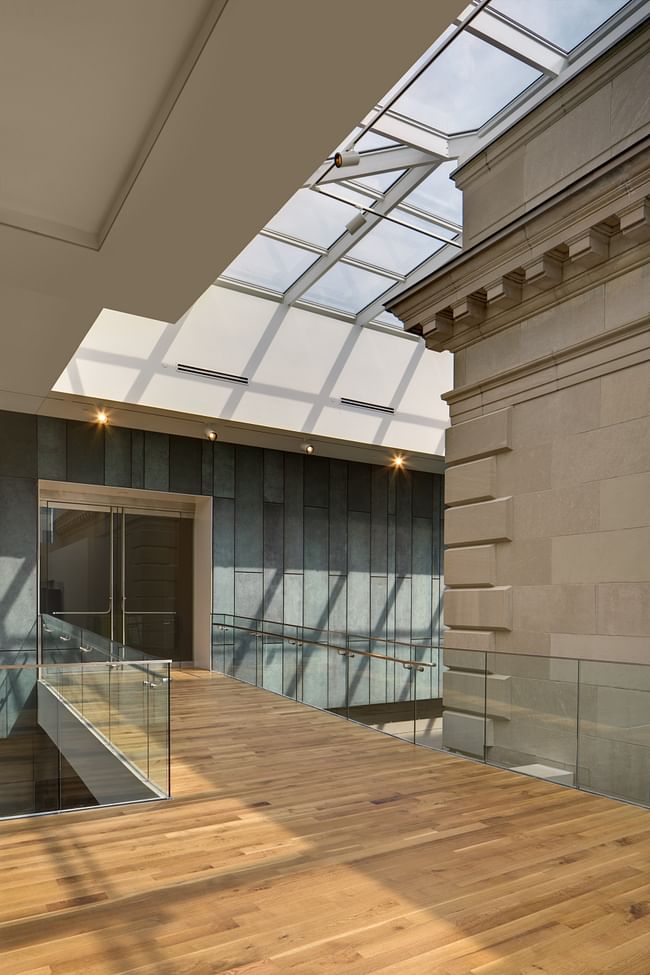 The bridge leading into the upper level galleries of the new Margaret M. Walter Wing.