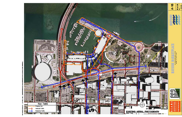 Site Plan; traffic and pedestrian path