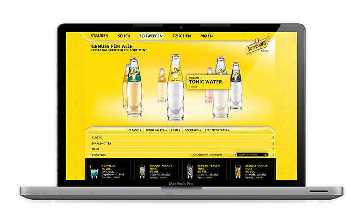 Schweppes Relaunch, Relaunch of Schweppes Germany website