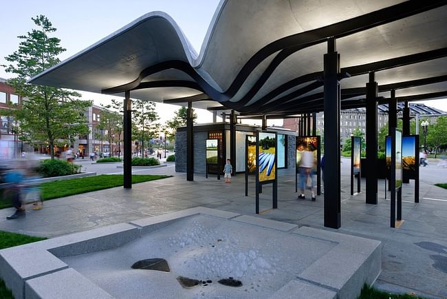 One of two cast-in-place concrete canopies at the Boston Harbor Islands Pavilion. Photo courtesy of Chuck Choi