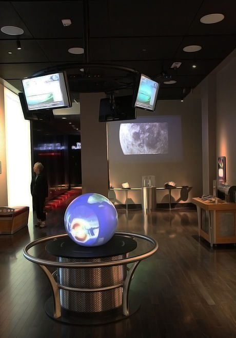 Magic planet and moon rock display