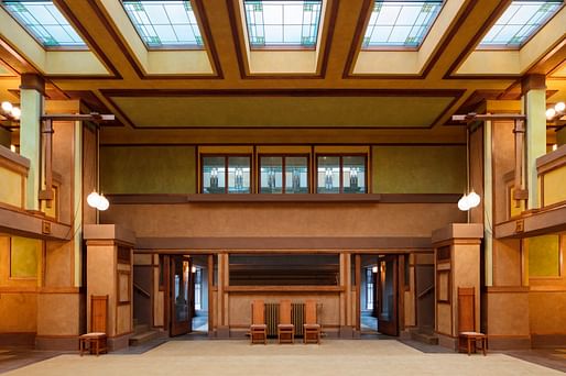 2018 WMF/Knoll Modernism Prize Special Mention: Harboe Architects for the preservation of the Unity Temple in Oak Park, Illinois, by Frank Lloyd Wright. Photo courtesy World Monuments Fund.
