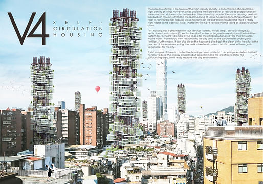 1st place - Housing: V4, Self-Circulation Housing by Tai Yuan Huang.