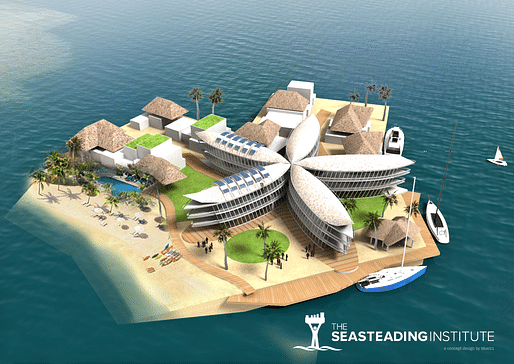 Rendering of a 2017 proposal for the Floating Island Project in French Polynesia. Image: Seasteading Institute.
