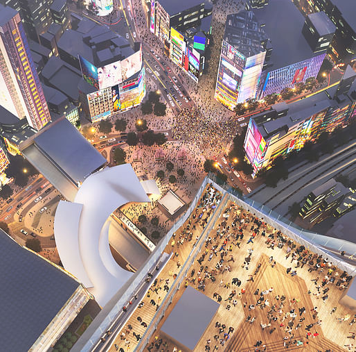 A new rooftop observatory near Tokyo's bustling Shibuya station will soon allow for spectacular views. (Image via japantimes.co.jp)