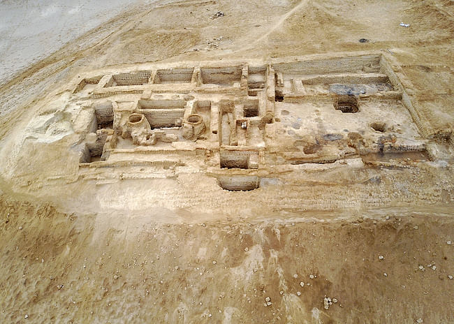 Cerro de Oro, in Cañete Valley, Peru. Aerial view of an excavated area at the southeast part of the hill, 2017. Photo: Francesca Fernandini