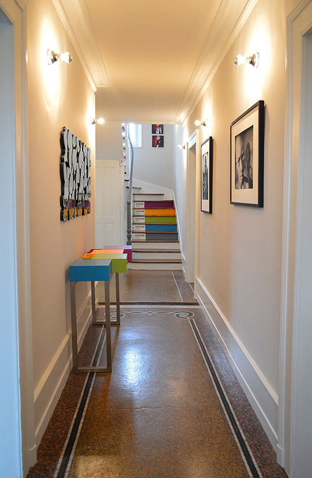 1st floor hallway - Pantone stairs and custom console from Les Pieds sur la Table