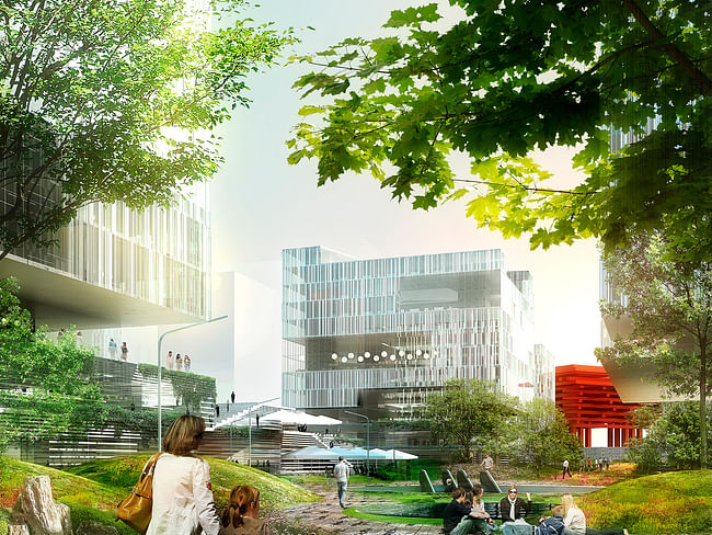 Exterior rendering of the Green Valley Project development which just broke ground in Shanghai (Image: schmidt hammer lassen architects)
