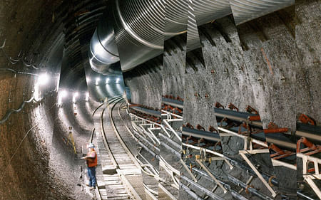 Inside the Yucca Mountain nuclear waste repository.