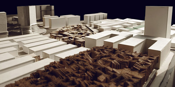 model of project proposal, looking southwest