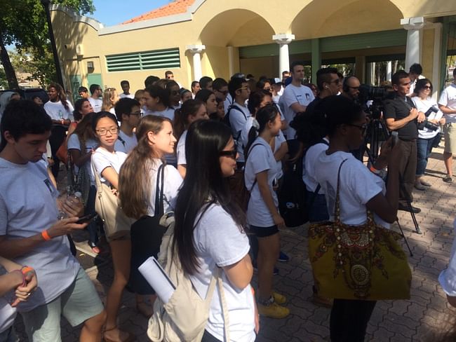 Students attending the Kick Off at Jose Marti Park