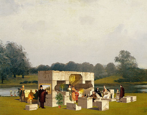 A fanciful rendering of NLÉ's Summer Pavilion. Construction of the five pavilions that will grace Hyde Park this summer has begun. Credit: NLÉ via the Serpentine Galleries