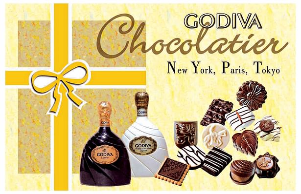 This piece is a magazine spread advertisement for Godiva chocolate.