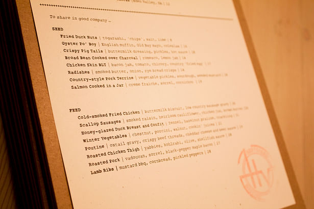 hand-stamped menu, © 2012 source-x