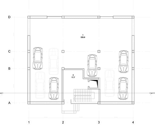 Plan of the ground floor and parking