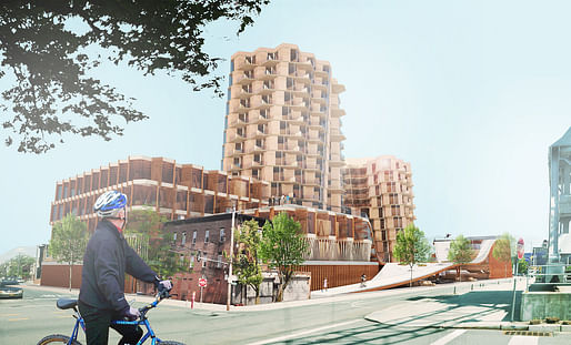 BikeHive by Zijie Cao and Xin Wu of Workshop XZ - Timber in the City competition entry. Image courtesy of Workshop XZ