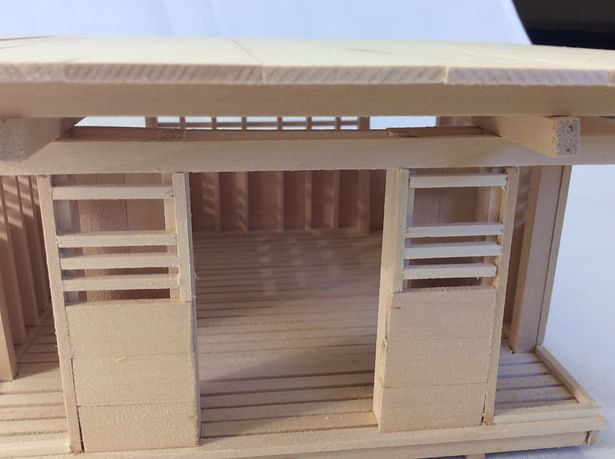 Model showing entrance, with sliding doors open