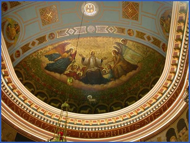 Barrel plaster vault at chancel