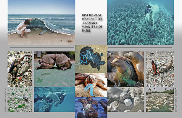 Inspiration board conveying ocean pollution and its effects