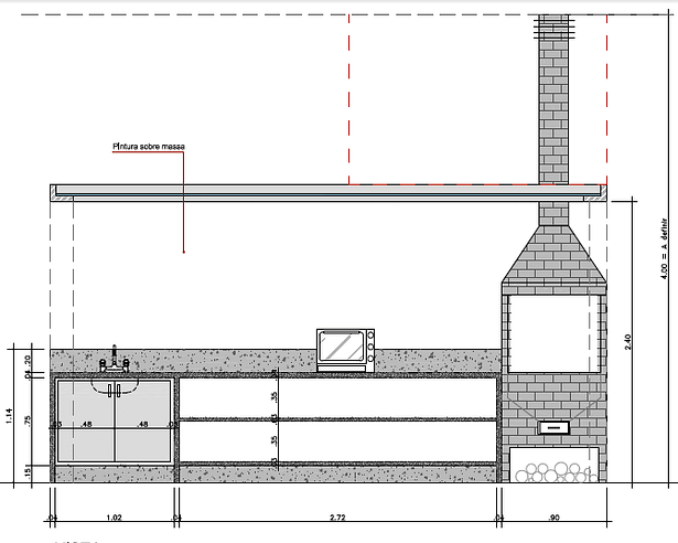 Griller front view (party lounge exterior) - AutoCad