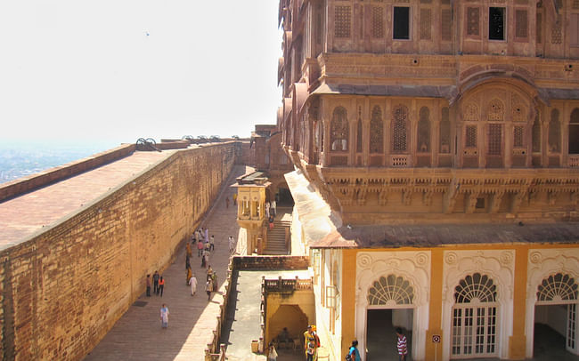 Mehrangarh's cannon- topped ramparts and the adjacent palace
