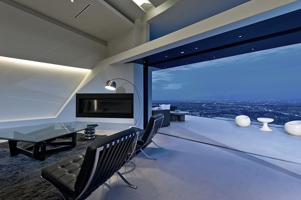 View northwest, from grand room toward upper deck (photo:Marc Angeles [Unlimited Style Photography])