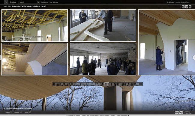 Screen shot of the Google Cultural Institute's 'The Restoration of Alvar Aalto Library in Vyborg.'