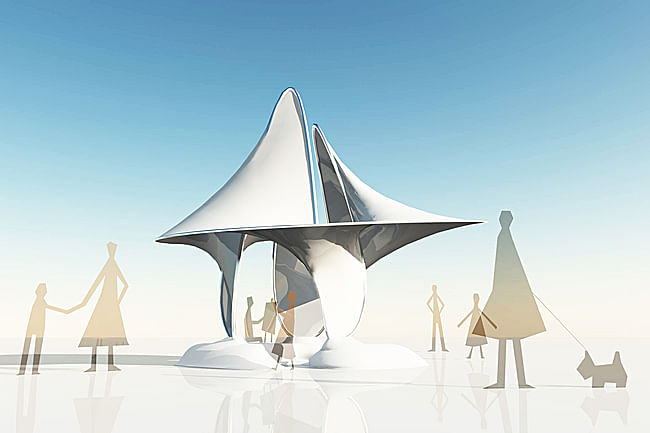 rendering of Minimal Surface Pavilion via deli
