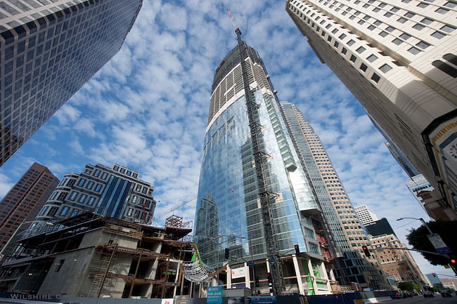 The tower under construction in January 2016. (Photo via wilshiregrandcenter.com)