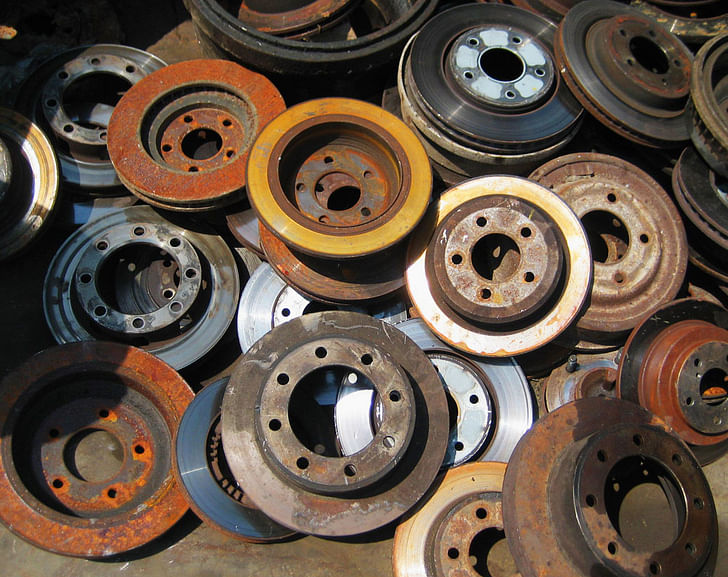 Junkyard inspiration: rusty old brake rotors, or beautifully patina’d lamp bases?