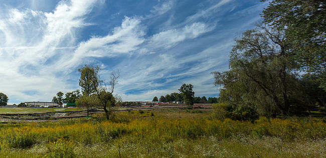 Under construction - The Grace Farms 'River' project by SANAA. Photo courtesy of Grace Farms. © 2014 Todd Eberle