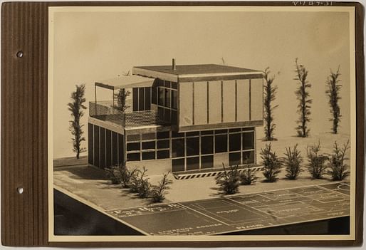 Photographer: Unknown. Architects: Kocher & Frey. Model of Farmhouse B. 1932, gelatin silver print, dimensions. Collection of Palm Springs Art Museum. Albert Frey Collection. Photo by Lance Gerber