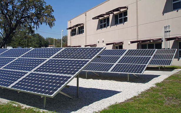 Classroom Building with Solar Panel Arrays