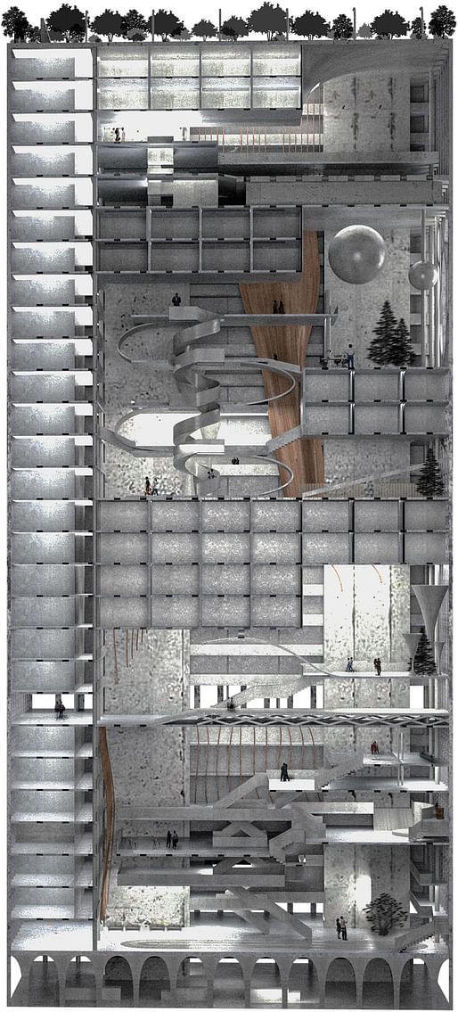 From Zhangxiang Dai's 'Vertical Deconstruction, Housing Equity, and Humanistic Care'. Image: © Zhangxiang Dai. Courtesy of the SOM Foundation