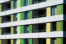 Color-changing green-hued aluminum composite material reflects sustainable design of new mixed-use community