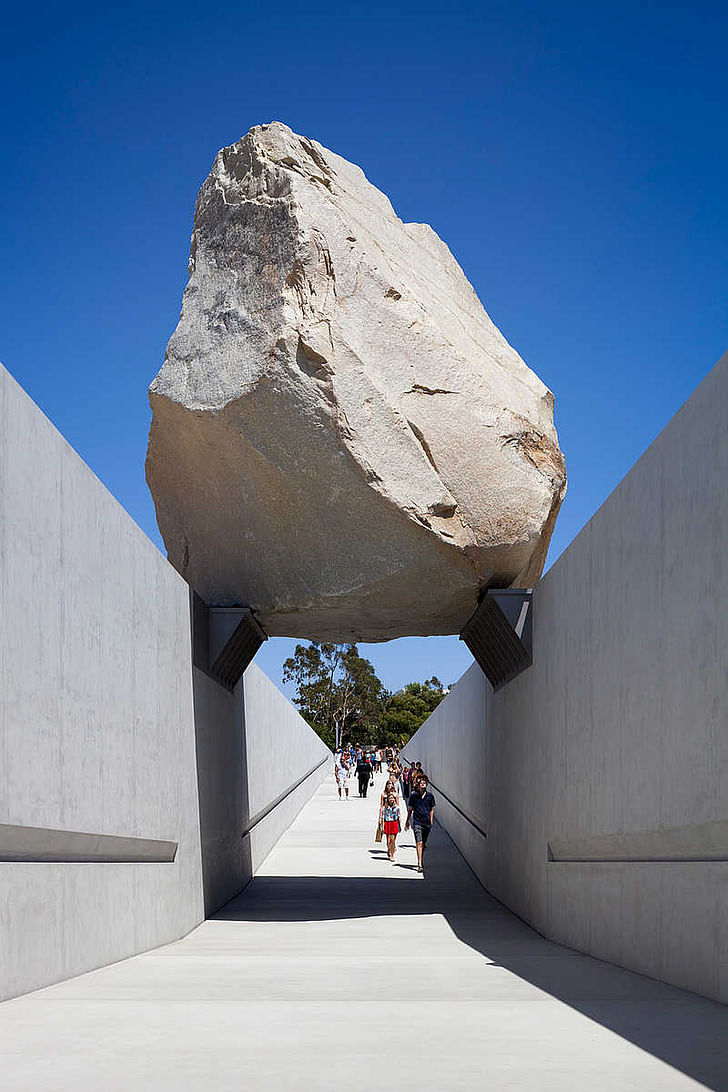 Michael Heizer's 'Levitated Mass' installed at LACMA (photo via BuroHappold).