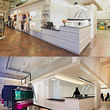 Photo by Brett Gullborg of our retail, entrance, and reception space, adjacent one of our first marketing renderings (bottom) by Ben Althoff of Be The To Studios.