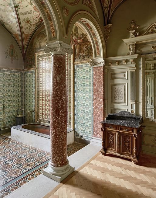  A private marbled soaking room in the neo-Classical Danubius Health Spa Resort Nove Lazne. Since its reconstruction in 1896, its healing waters have drawn everyone from King Edward VII to Franz Kafka. Located in the Czech Republic spa town of Marianske Lazne (more widely known by its German name...