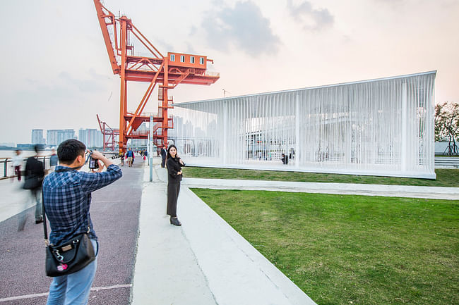 The Cloud by schmidt hammer lassen architects at the Shanghai West Bund Biennial. Image courtesy of schmidt hammer lassen.