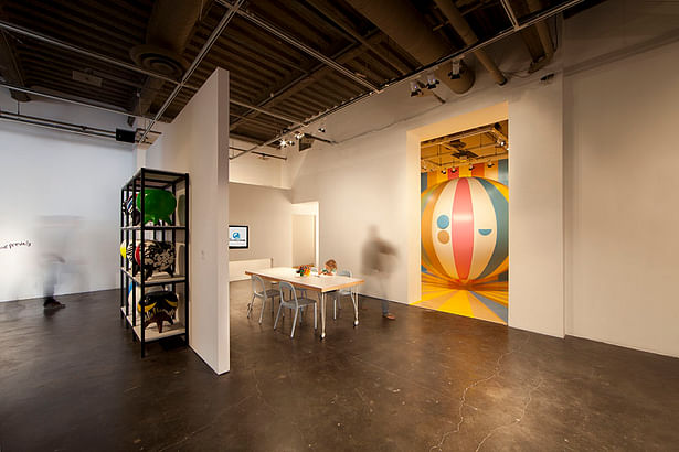 reception area + gallery remodel of art space. technology display + furniture design. 3,600 sq ft.