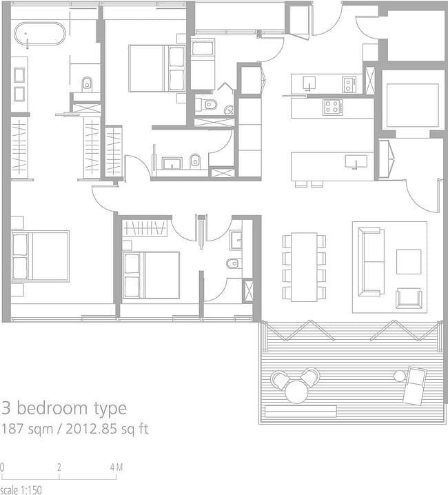 Three-bedroom apartment