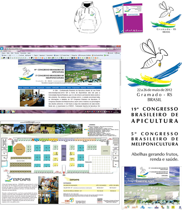 Imagens do site, do folheto, da marca vertical e do certificado