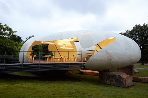 Serpentine Pavillon Gallery by Smiljan Radic, winner of the Arnold W. Brunner Memorial Prize. Image: John Offenbach. 