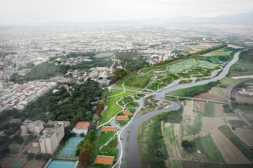 Aerial Beigang River Park. Image courtesy MVRDV